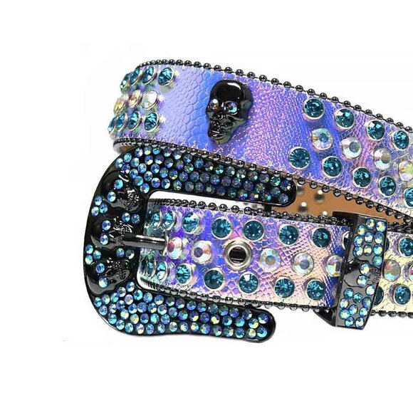 Purple & Rose Gold Strap With Multi Color Studded Rhinestone Belt - Picture 2 of 2